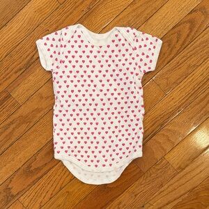 Roller Rabbit White and Pink Heart Baby Onesie